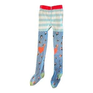 Matilda Jane Girls Tights Size 4–6 Blue Floral Striped Heart Print